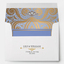 Casamento Ouro Diamante Arte Deco Azul Elegante