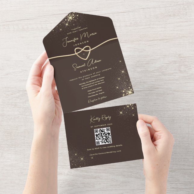 Casamento Ouro Marrom Espresso QR (Aba destacável)