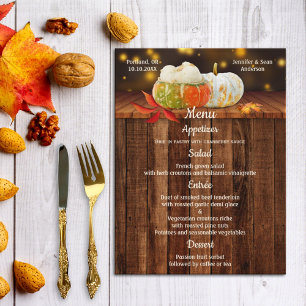 Casamento outono de Bombas ou Menu de Ação de Graç