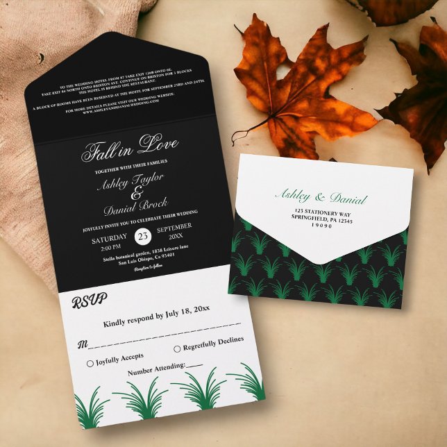 Casamento outono De Grama Verde Branco E Preto Ele (Criador carregado)