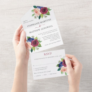 Casamento outono Floral Blush Marinho Burgundy
