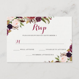Casamento outono Floral Vermelho Burgundy RSVP