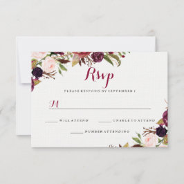 Casamento outono Floral Vermelho Burgundy RSVP