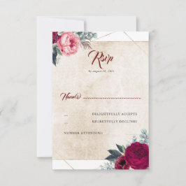 Casamento outono Floral Vermelho Burgundy RSVP