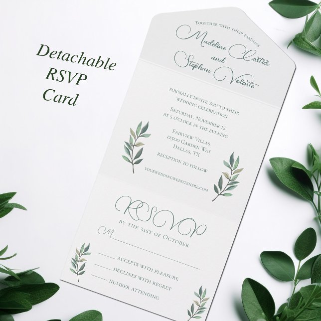 Casamento outono moderno Elegante Eucalyptus Leaf  (Criador carregado)