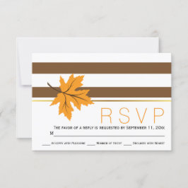 Casamento outono RSVP de folhas e tiras castanhas