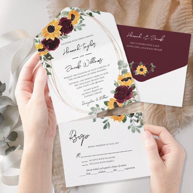 Casamento outono russo de girassol com RSVP (Criador carregado)