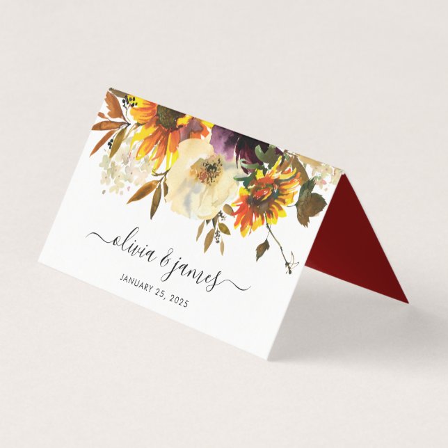 Casamento outono Russo de Girassol e Borgonha (Frente)