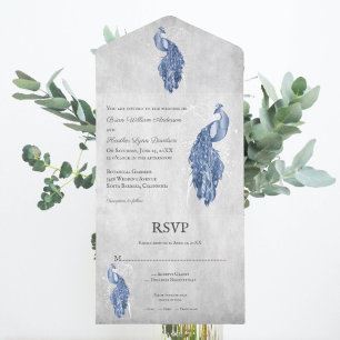 Casamento Pavão Azul Tudo Em Um Convite