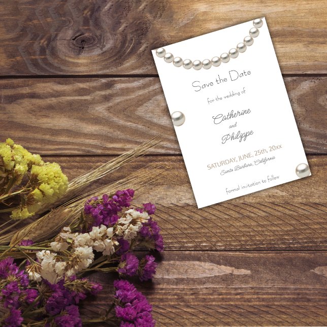 Casamento Pérola Elegante Salvar a Data Convite (Criador carregado)