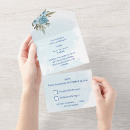 Casamento Personalizado Azul-Flor Elegante