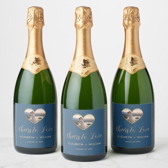 Casamento personalizado com bolinhas douradas e az (Garrafas)