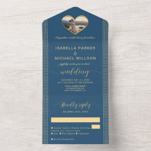Casamento personalizado com bolinhas douradas e az