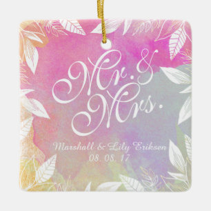 Casamento Personalizado De Aquarela   Ornamento