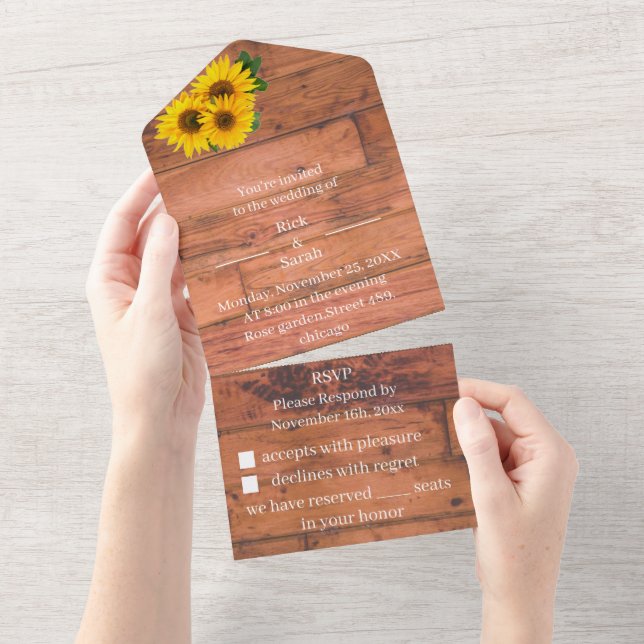 Casamento Personalizado De Girassol Elegante (Aba destacável)