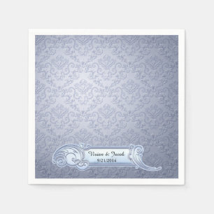 Casamento Personalizado De Guardanapos Azul De Gel