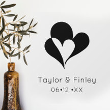 Casamento Personalizado do Coração Negro e Branco