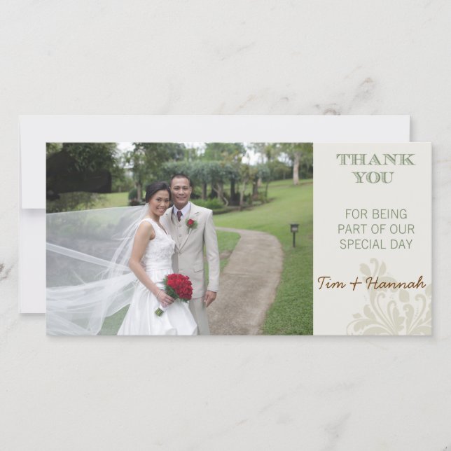 Casamento Personalizado Obrigado Cartão com fotos (Frente)