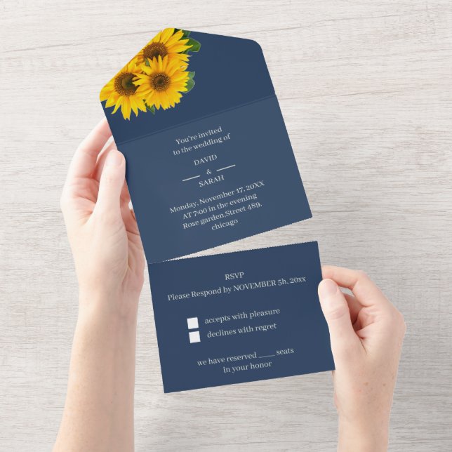 Casamento Personalizado Rustic Sunflower (Aba destacável)