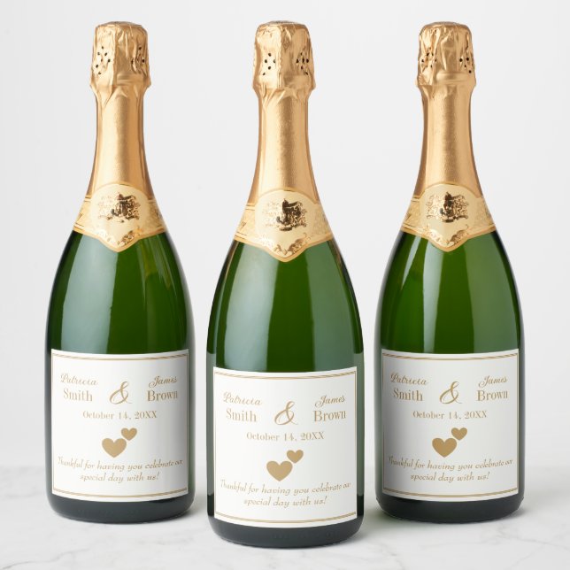 Casamento Personalizável de Corações de Ouro, Anni (Garrafas)