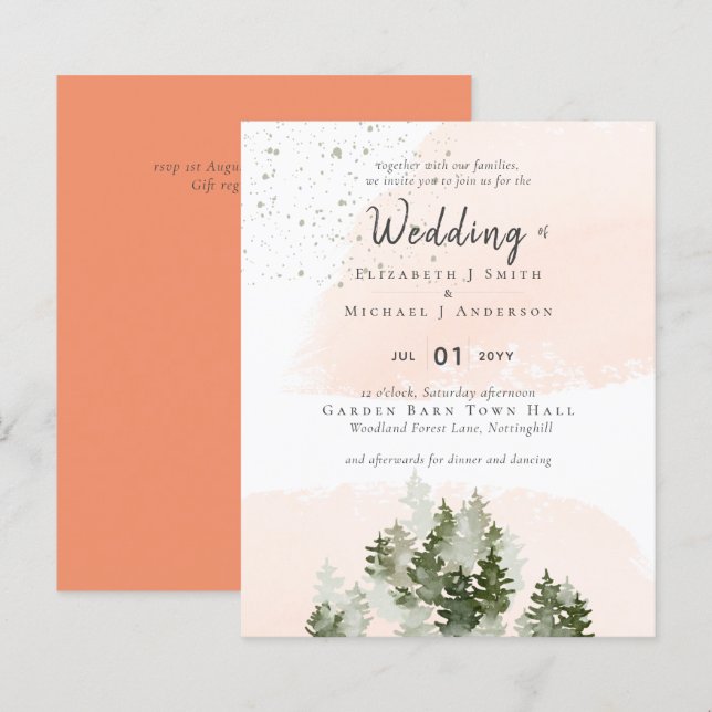 Casamento Pine Trees Peach Mountain (Frente/Verso)