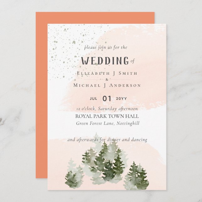 Casamento Pine Trees Peach Mountain (Frente/Verso)