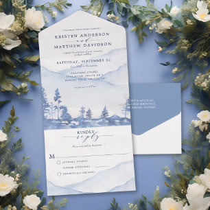 Casamento por Aquarela Azul-Rústica das Montanhas