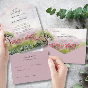 Casamento por Aquarela com Rosa Dusty do País