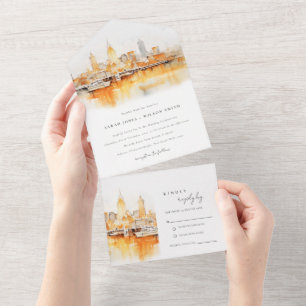 Casamento por Aquarela da Cidade Elegante de Nashv