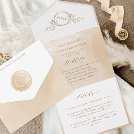 Casamento por Aquarela de Beige Cream de Monograma