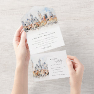 Casamento por Aquarela de Skyline do Elegante Denv