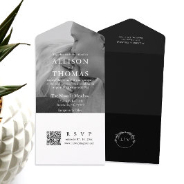 Casamento por Monograma do Código QR Preto e Branc