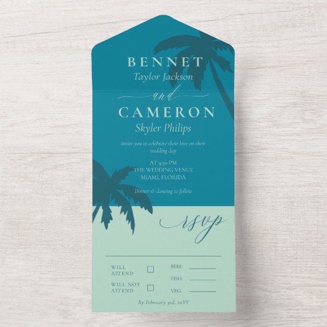 Casamento Praia de Palmeiras Verdes de Teal & Mint (Interno)