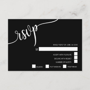 Casamento preto & branco moderno elegante do menu