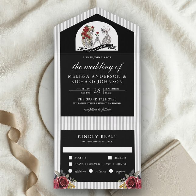 Casamento Preto de Rosas de Casal de Esqueleto Gót (Criador carregado)