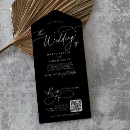 Casamento Preto do Código QR de Charme Elegante