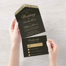 Casamento Preto Dourado Floral Elegante Vintage Ca