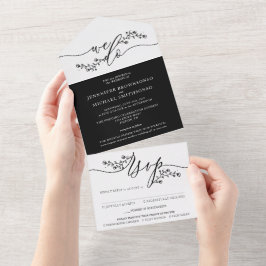 Casamento Preto e Branco Buquê de Flores Simples