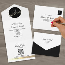 Casamento Preto e Branco com Monograma Único