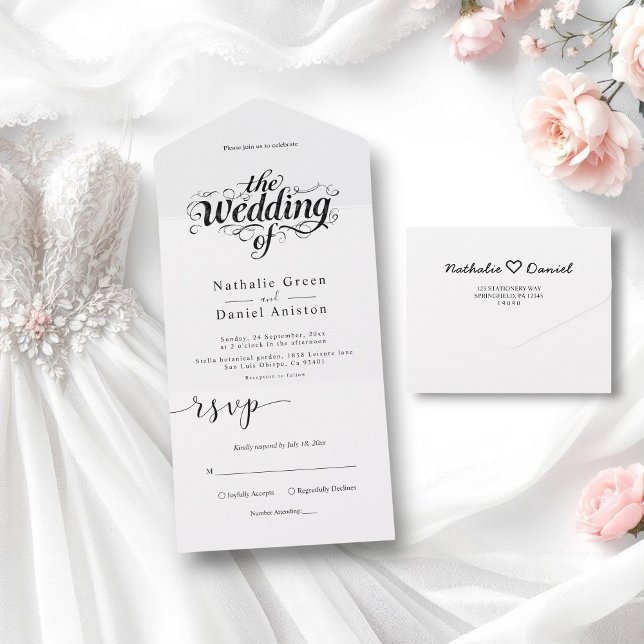 Casamento Preto e Branco de Script de Caligrafia E (Criador carregado)