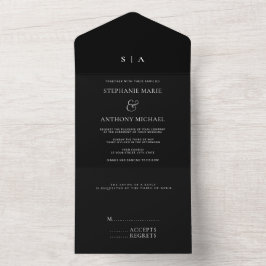 Casamento preto e branco do Monograma Mínimo Moder