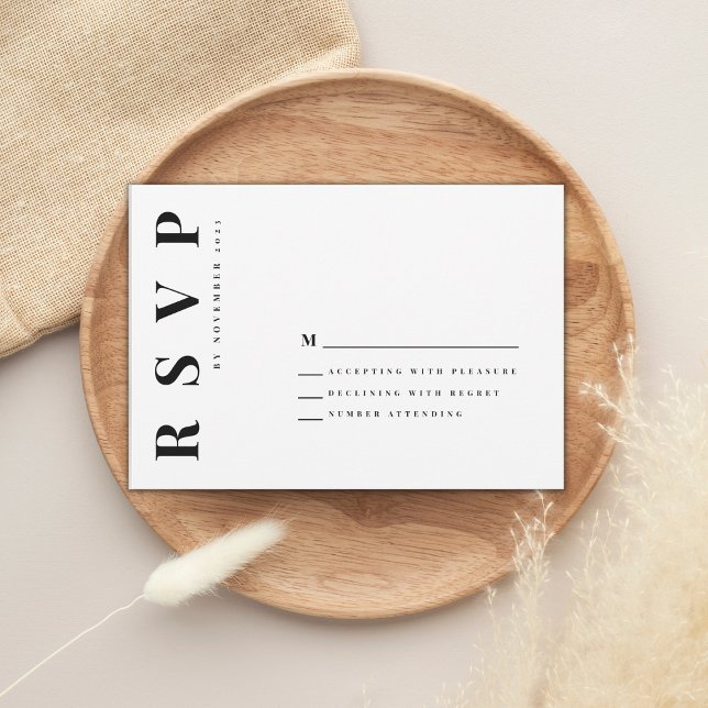 Casamento preto e branco minimalista rsvp (Criador carregado)