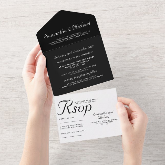 Casamento preto e branco simples e limpo (Aba destacável)