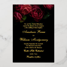 Casamento Preto e Dourado Floral Sombrio Elegante 
