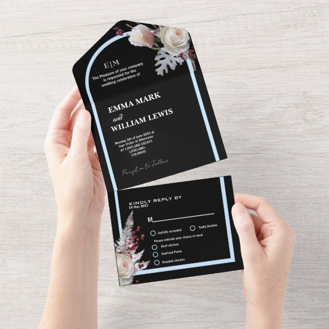 Casamento preto elegante floral (Tearaway)
