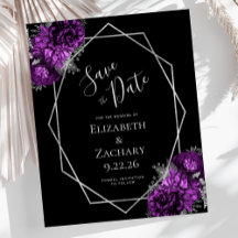 Casamento Preto Floral de Prata de Prata de Púrpur