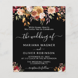 Casamento Preto Floral Romântico Queda do Orçament