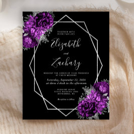 Casamento Preto Floral Roxo de Quadro de Prata Orç