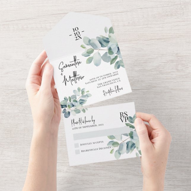 Casamento Primavera Verão Verde Sálvia Eucalipto (Aba destacável)