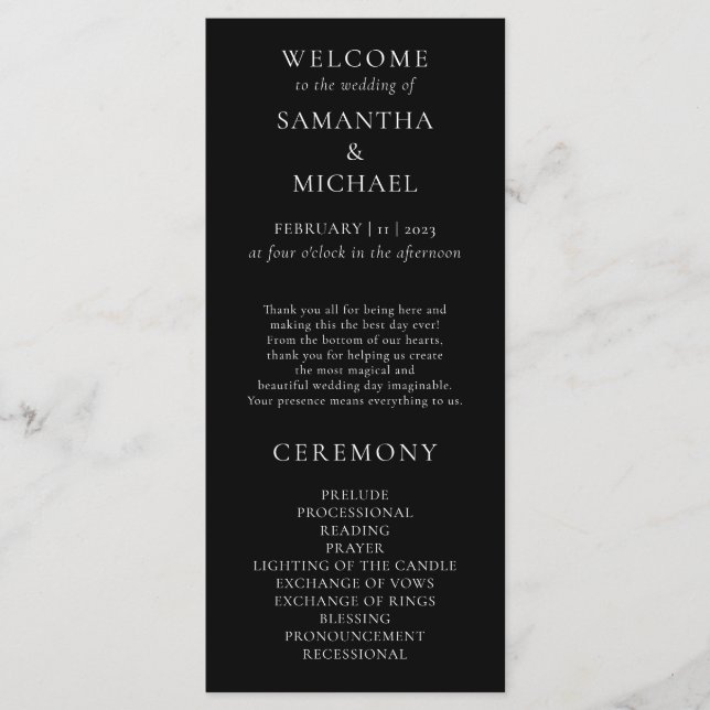 Casamento programa moderno minimalista preto e bra (Frente)